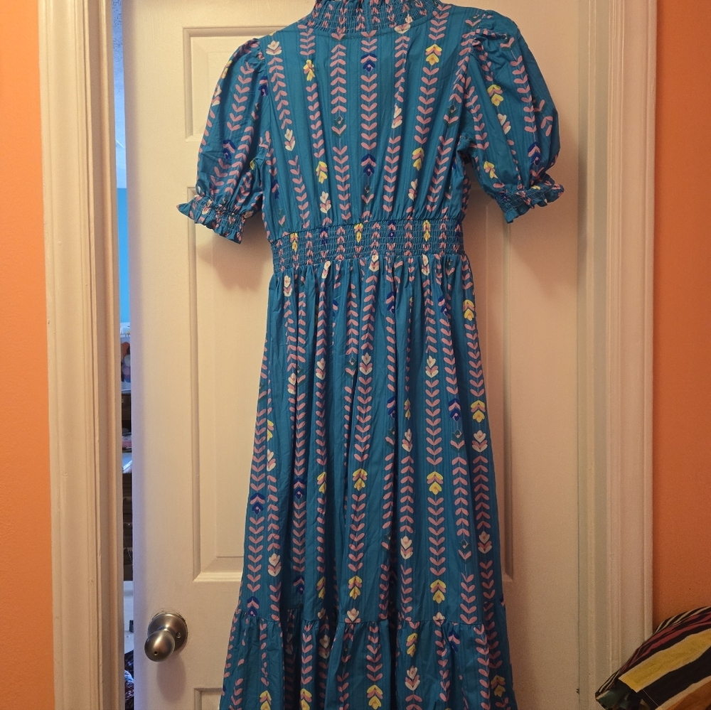 NWOT Umgee Smocked Cotton Midi Dress - Picture 4 of 4